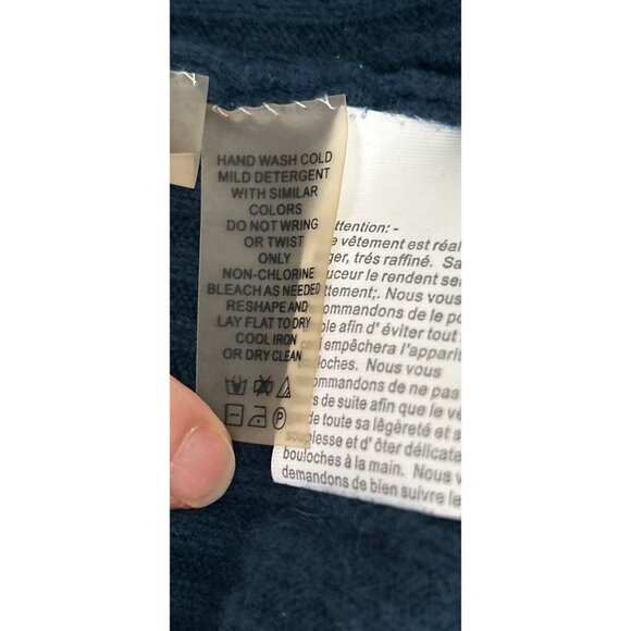 Magaschoni 100% Cashmere Ribbed Turtleneck Sweater Blue Green Long Sleeve - Picture 6 of 8